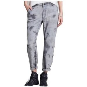 LA't by L'Agence Tie Dye Boyfriend Jeans Straight Leg Soft Cotton Grey Black 26